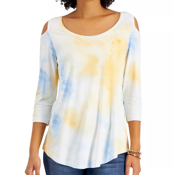 JM Collection Cold Shoulder Top - Picture 2 of 6